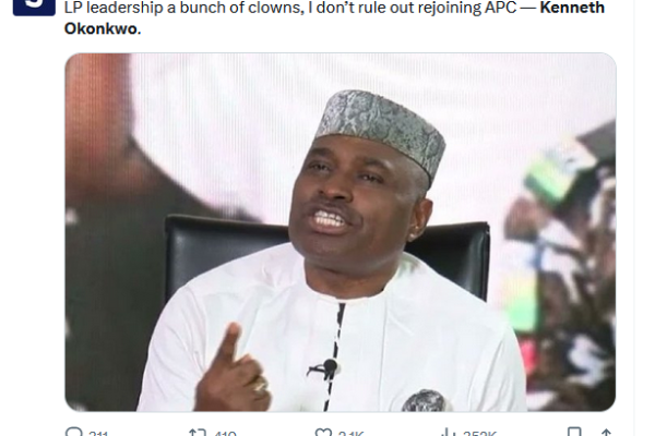 False! Kenneth Okonkwo Is Not Returning To APC Screenshot of the post on X