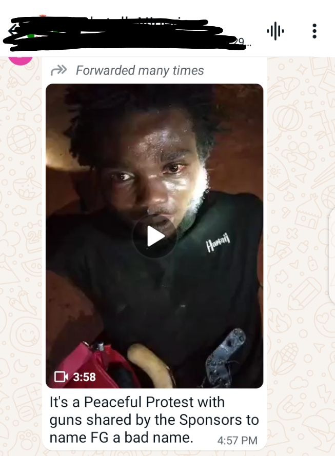 Screenshot of the image of the video on WhatsApp